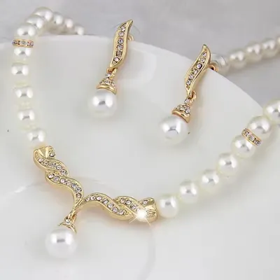 Shining Diva Stylish Design Fancy Pearl Necklace (3 pcs)